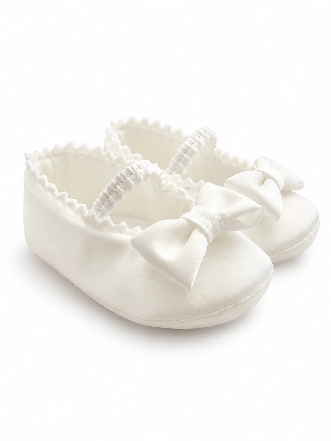 Colori Chiari ballerine neonata in mikado con fiocco avorio