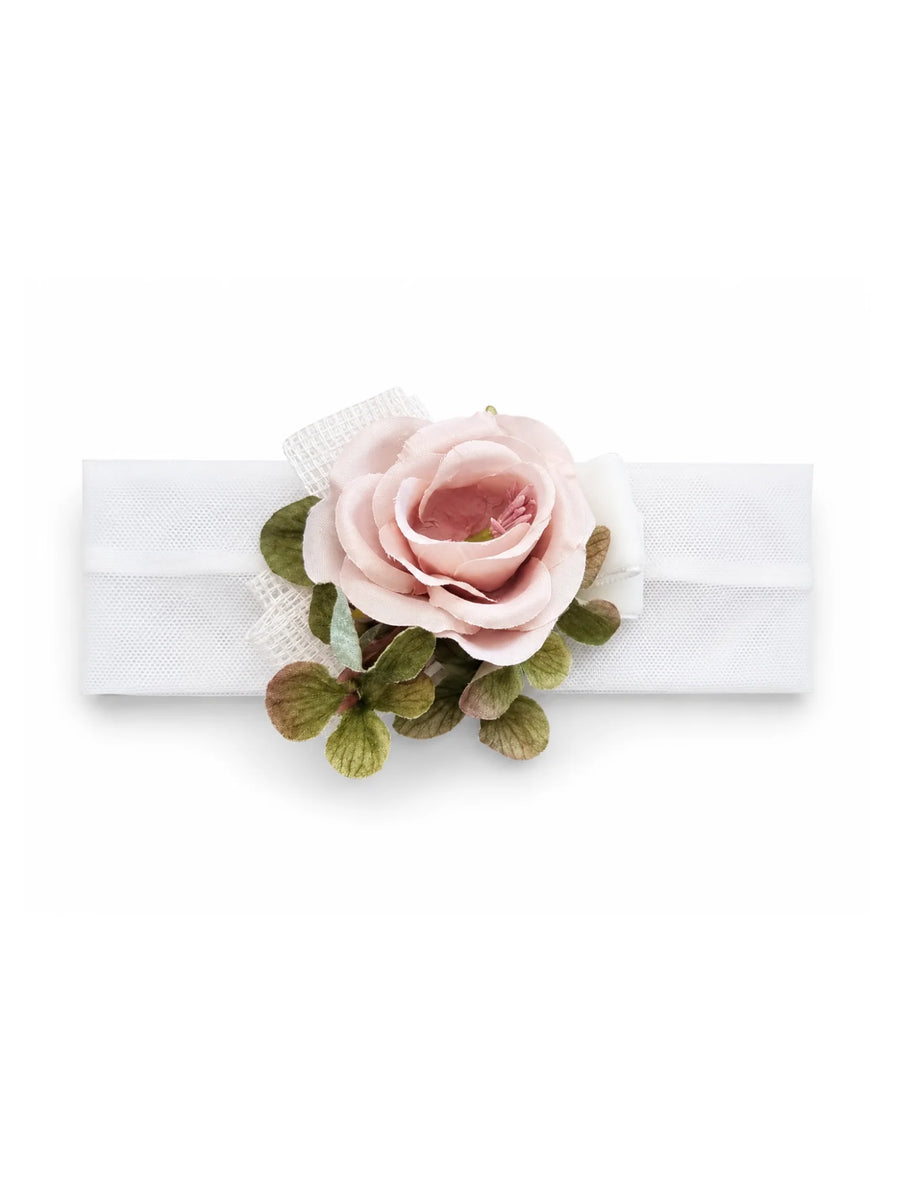Colori Chiari fascia capelli neonata in tulle con fiore panna
