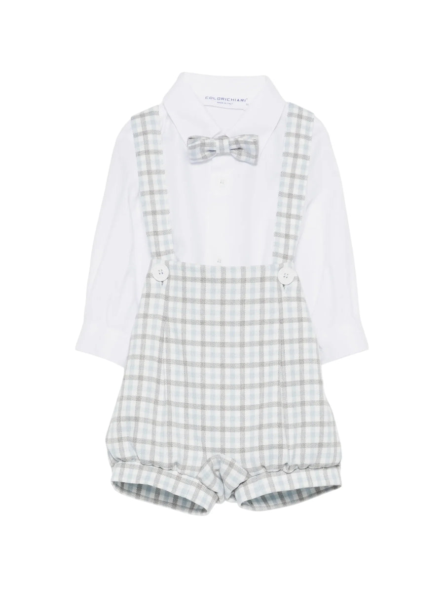 Colori Chiari completo elegante neonato cardigan shorts camicia papillon celeste bianco