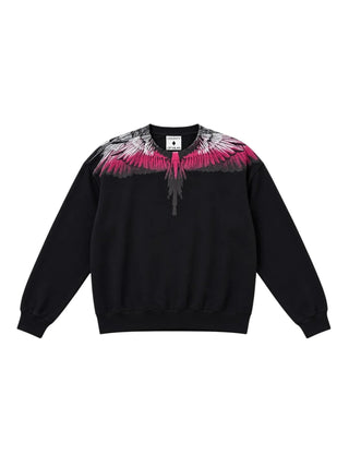 County of Milan felpa donna con stampa iconica nero fucsia CM30205 NERO-ROSA COUNTY OF MILAN
