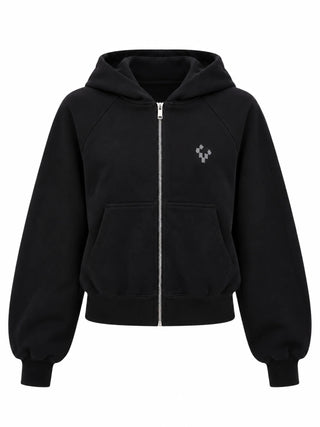 County of Milan felpa con zip e cappuccio donna logo glitter nero CM30212 NERO COUNTY OF MILAN 