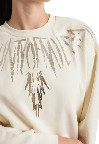 County of Milan felpa donna stampa iconica laminata panna CM30233 LATTE COUNTY OF MILAN