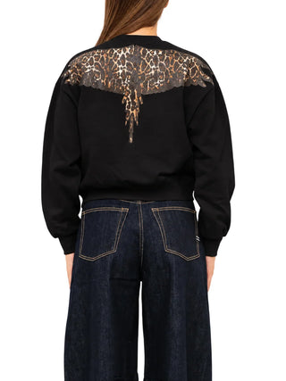 County of Milan felpa donna con stampa iconica animalier glitter nero CM30238 NERO COUNTY OF MILAN