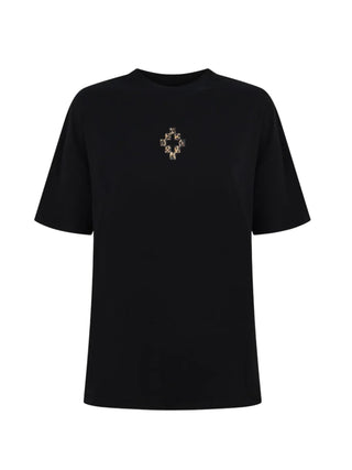 County of Milan T-shirt donna manica corta con stampe animalier nero CM30240 NERO COUNTY OF MILAN 