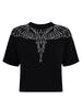 County of Milan T-shirt crop donna manica corta con applicazioni gioiello nero