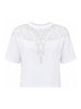 County of Milan T-shirt crop donna manica corta con applicazioni gioiello latte