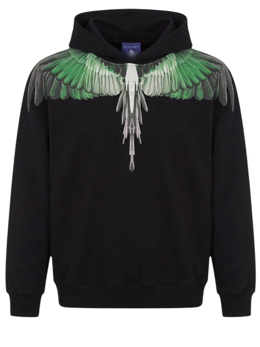County of Milan felpa con cappuccio bambino stampa iconica nero CMJBHS030 110 COUNTY OF MILAN 