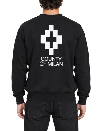County of Milan felpa uomo con stampe logate nero CMMASW100 110 COUNTY OF MILAN