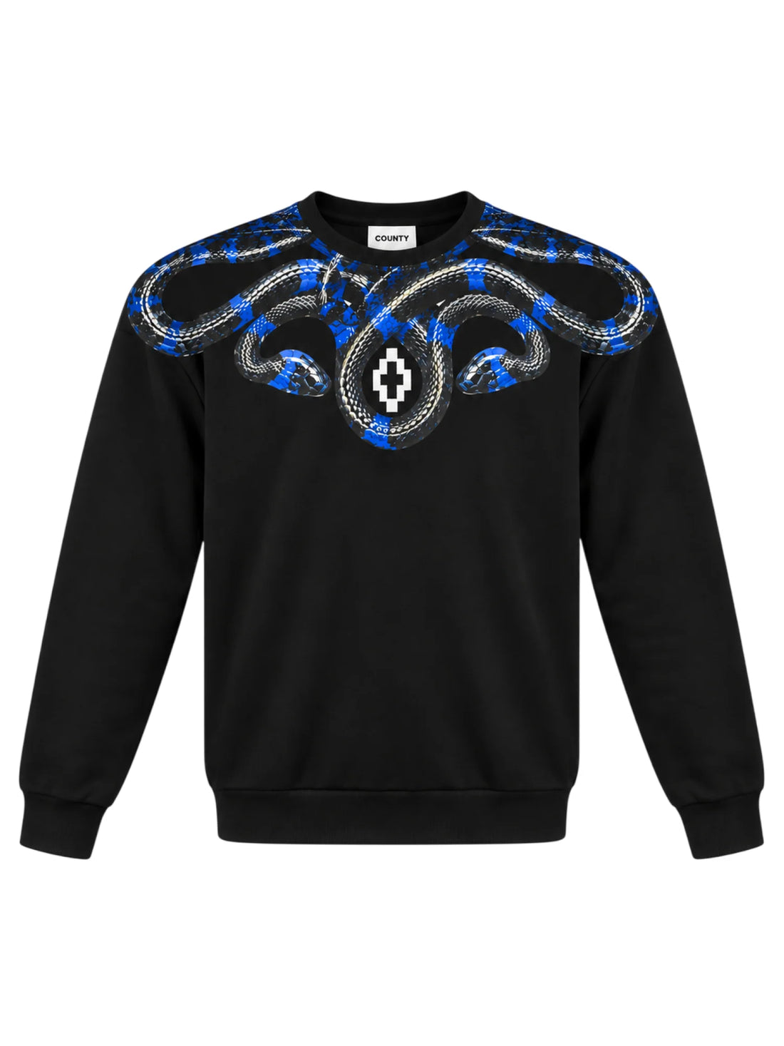 County of Milan felpa uomo stampa snake nero blu