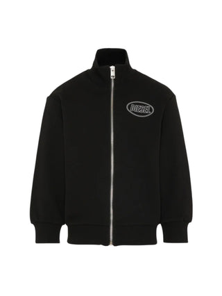 Diesel felpa bambino con zip stampa logo nero J02613-0GEAD K900 DIESEL 