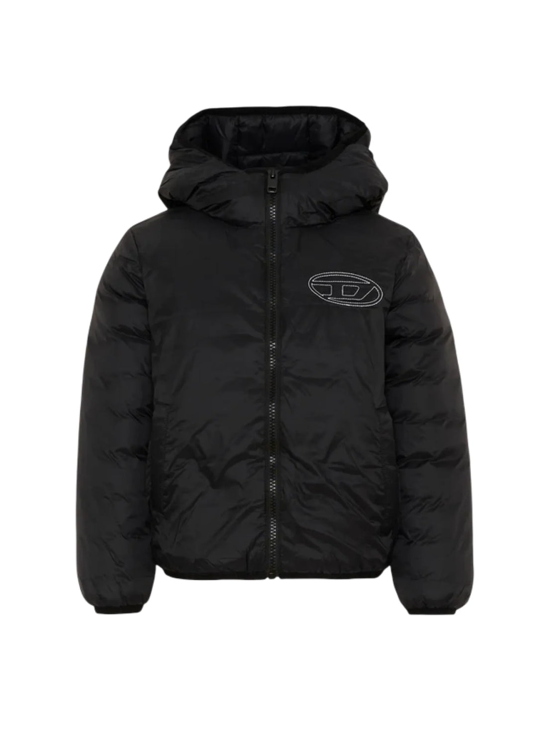 Diesel piumino unisex bambino con cappuccio nero