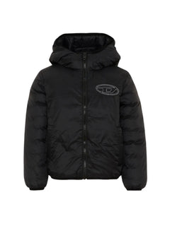 Diesel piumino unisex bambino con cappuccio nero