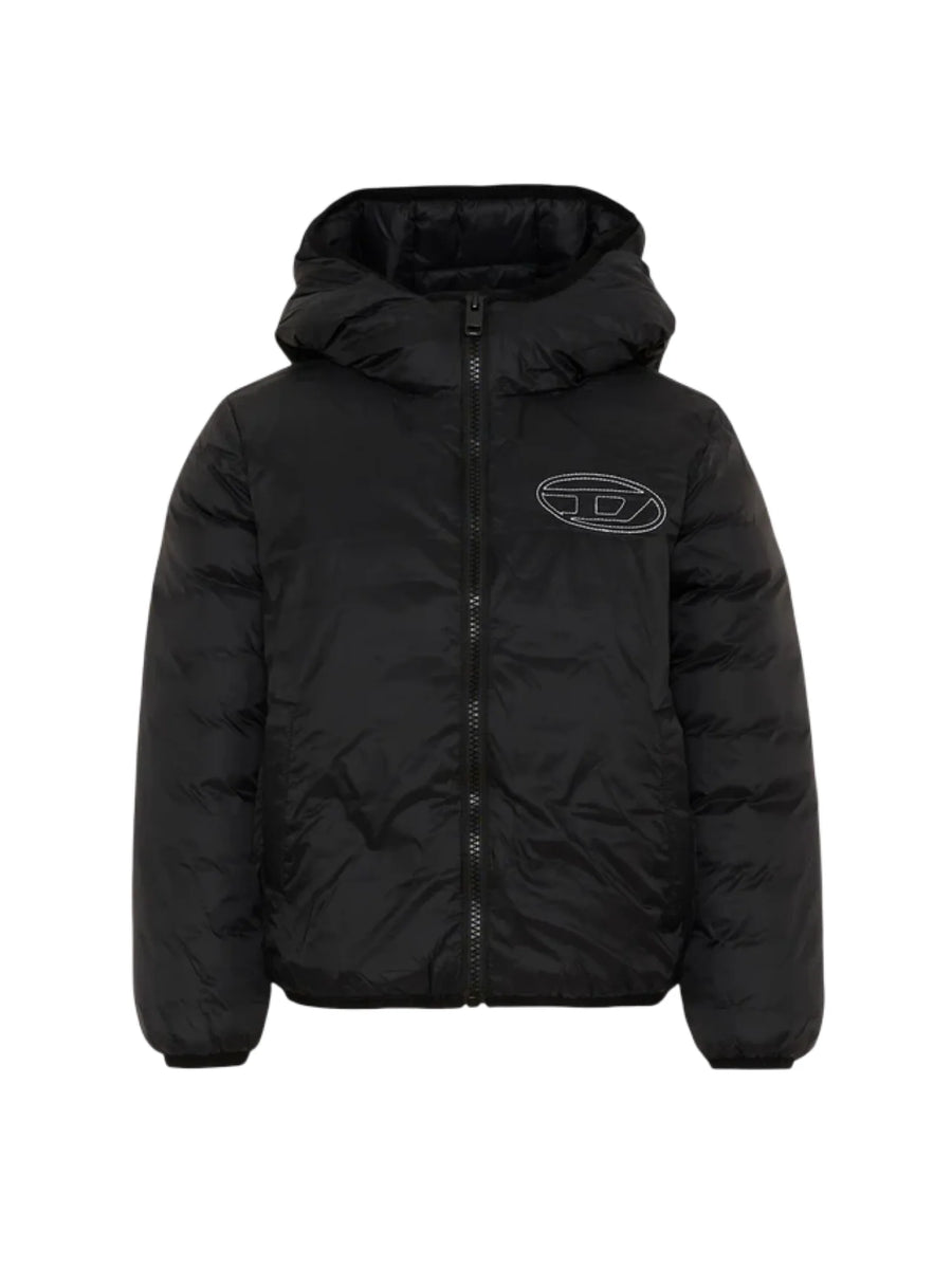 Diesel piumino unisex bambino con cappuccio nero