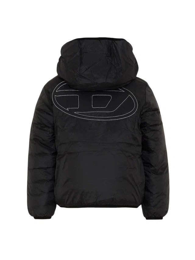 Diesel piumino unisex bambino con cappuccio nero