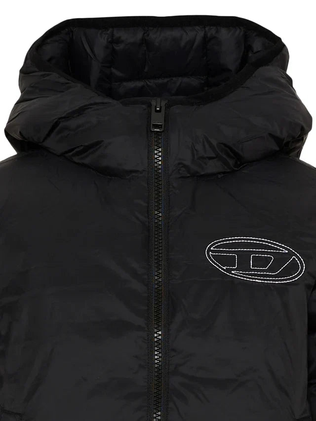 Diesel piumino unisex bambino con cappuccio nero