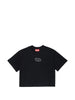 Diesel T-shirt bambina manica corta con logo iconico nero
