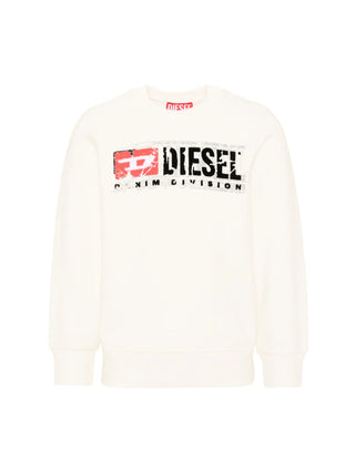 Diesel felpa unisex bambino logo flock panna J02973-KYAVF K141 DIESEL 