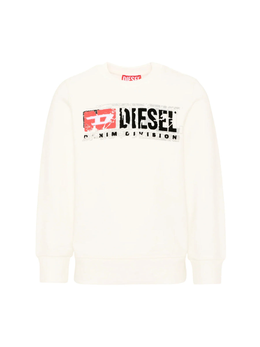 Diesel felpa unisex bambino logo flock panna J02973-KYAVF K141 DIESEL 