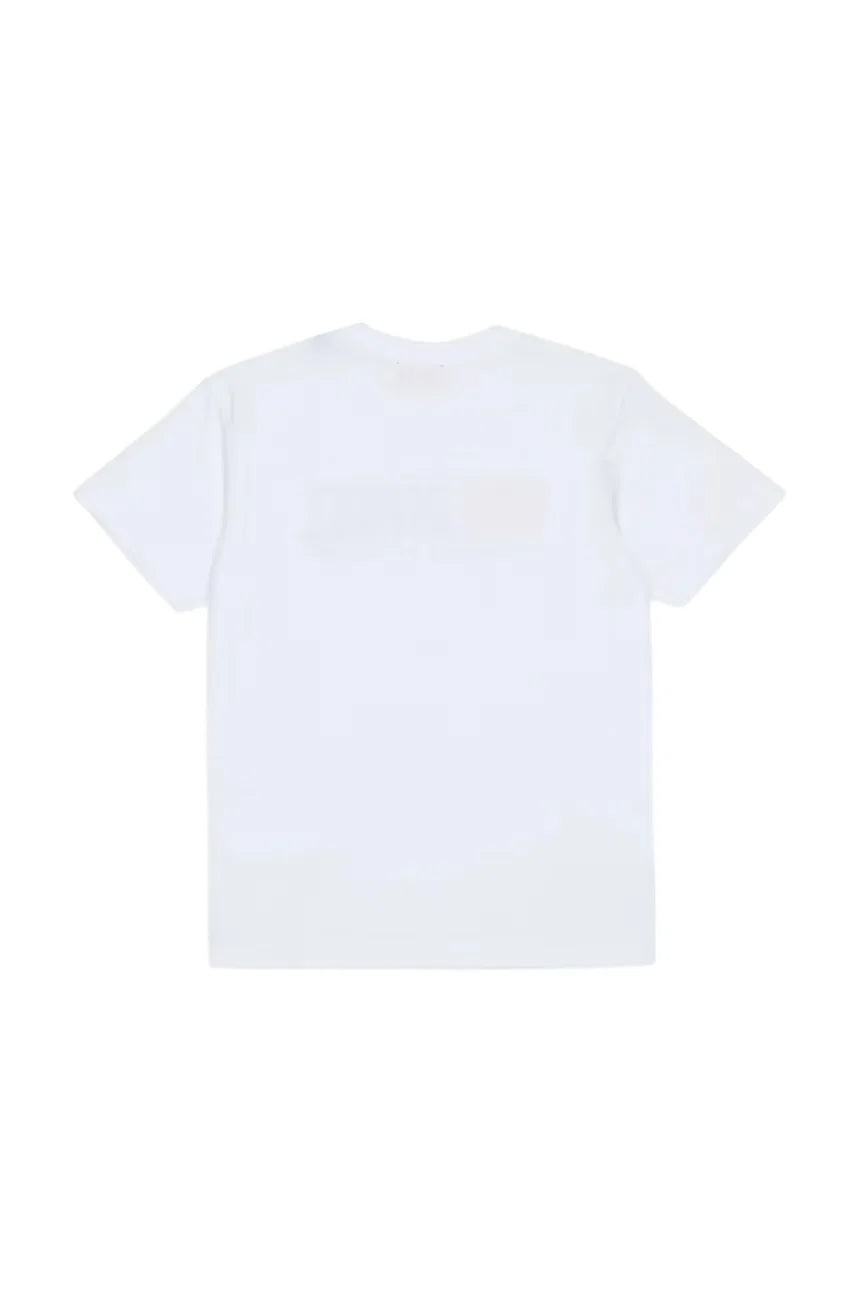 Diesel T-shirt bambino manica corta logo flock bianco