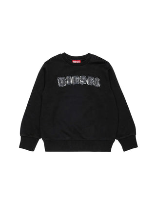 Diesel felpa bambino con logo denim nero J02985-0GEAD K900 DIESEL 