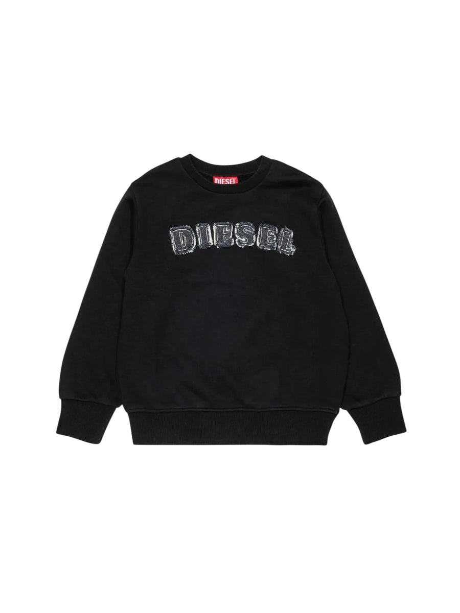Diesel felpa bambino con logo denim nero J02985-0GEAD K900 DIESEL 