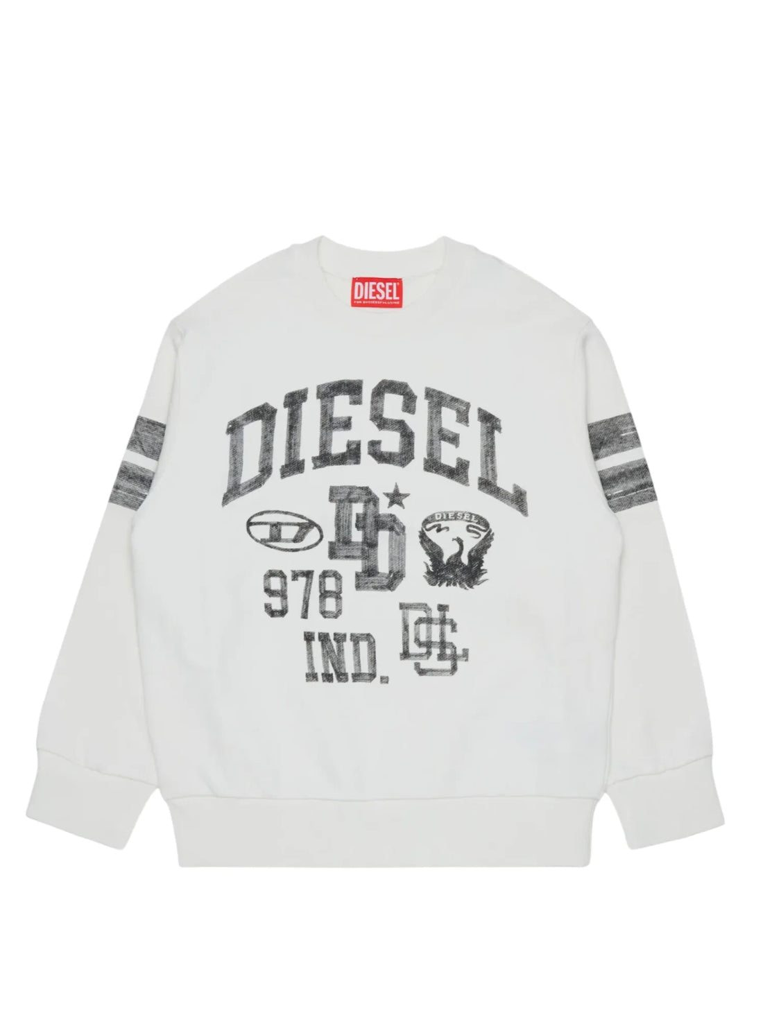 Diesel felpa bambino Sband con stampe logo panna