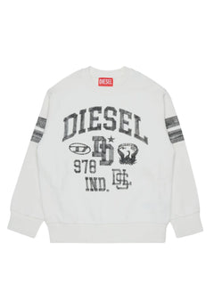 Diesel felpa bambino Sband con stampe logo panna