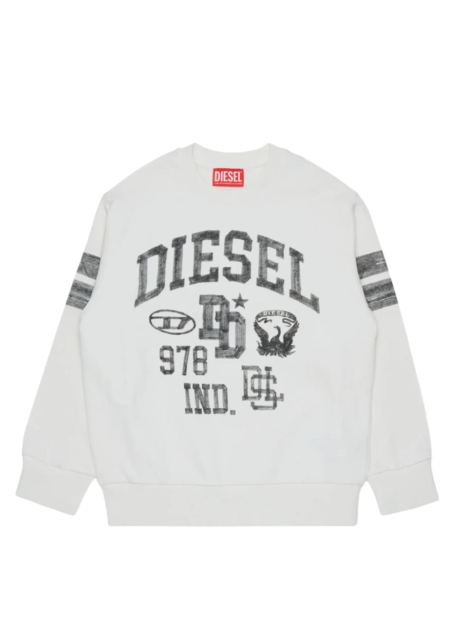 Diesel felpa bambino Sband con stampe logo panna J02988-0GEAD K141 DIESEL 