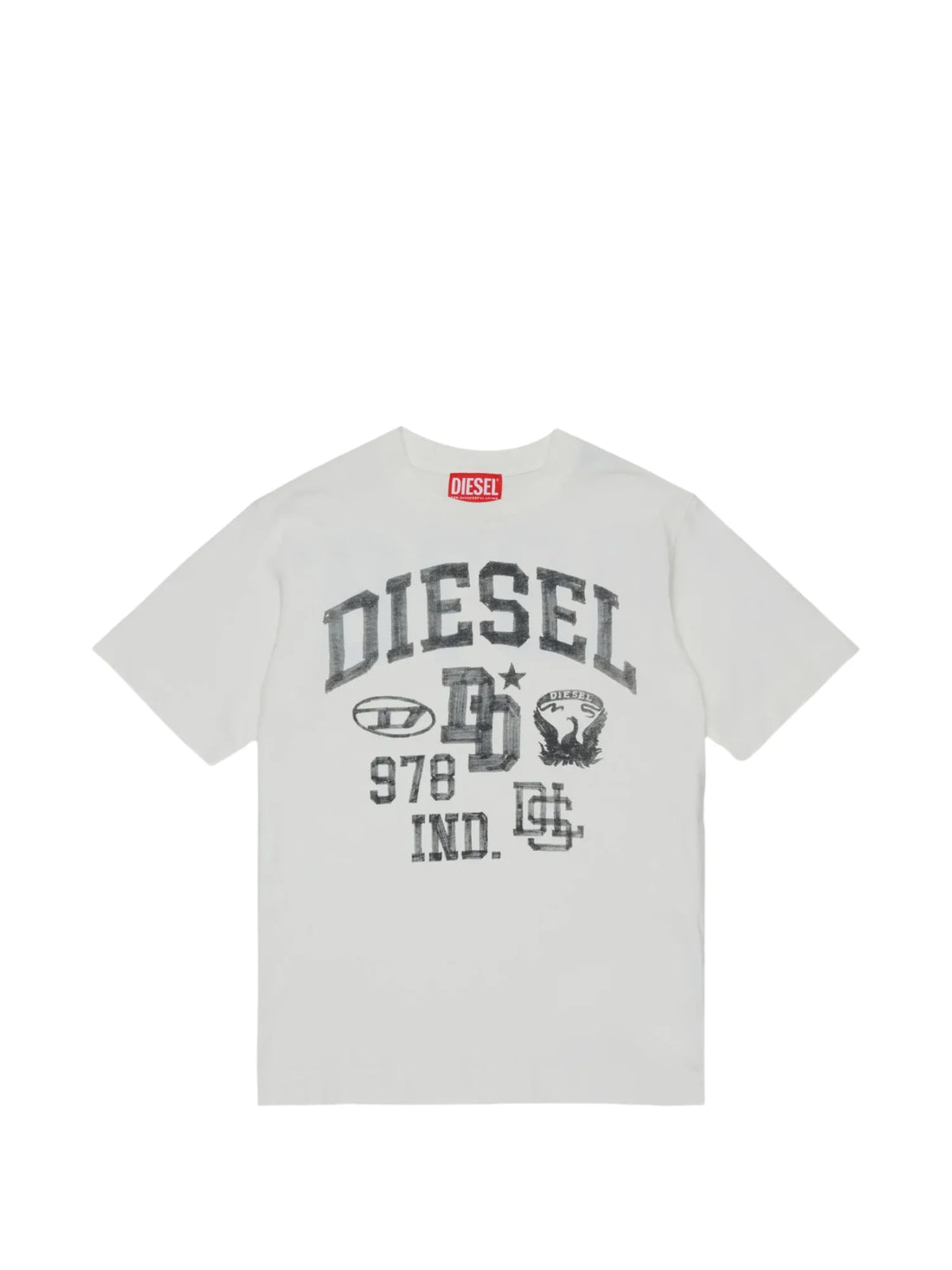Diesel T-shirt bambino manica corta stampa logo panna