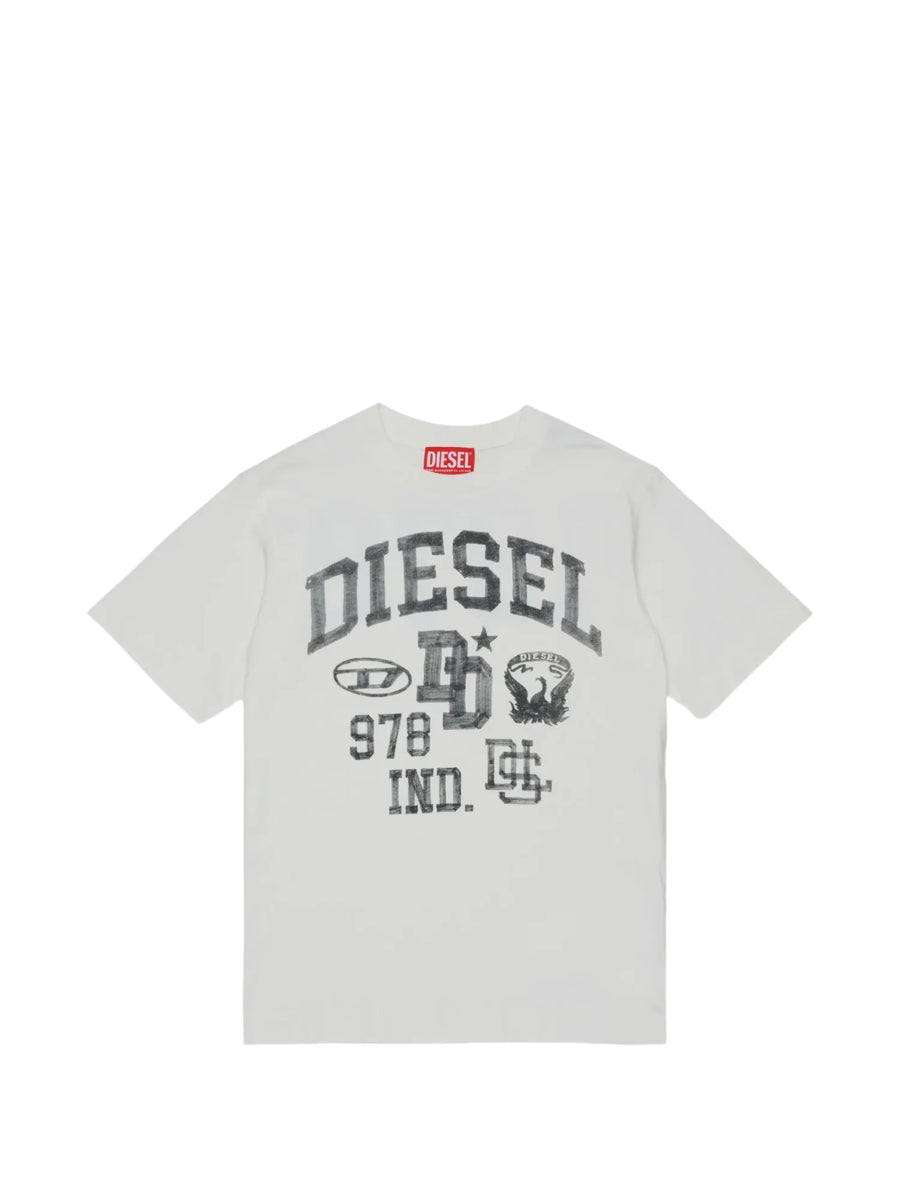 Diesel T-shirt bambino manica corta stampa logo panna J02993-KYA1Y K141 DIESEL 