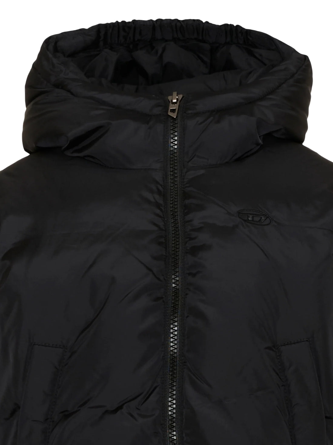 Diesel piumino crop bambina Jelkym con cappuccio nero