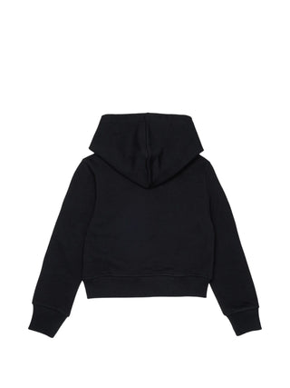 Diesel felpa bambina con cappuccio logo paillettes nero oro J03021-KYA2L K900 DIESEL