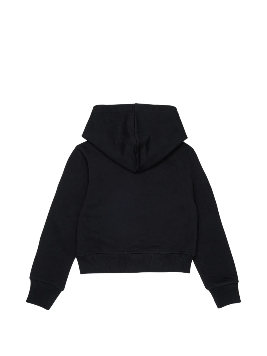 Diesel felpa bambina con cappuccio logo paillettes nero oro J03021-KYA2L K900 DIESEL