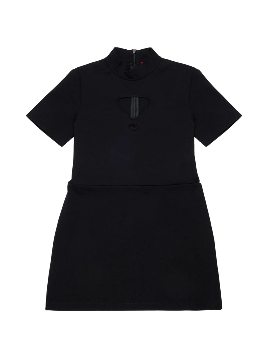 Diesel abito corto bambina con cut out nero J03041-KYATE K900 DIESEL 