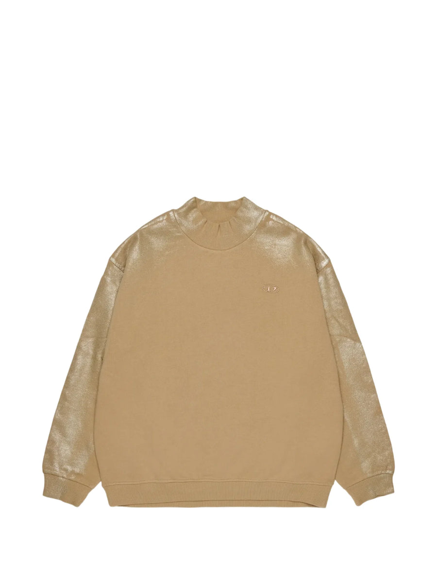 Diesel felpa bambina con dettagli laminati beige oro J03043-KYA2B K708 DIESEL 