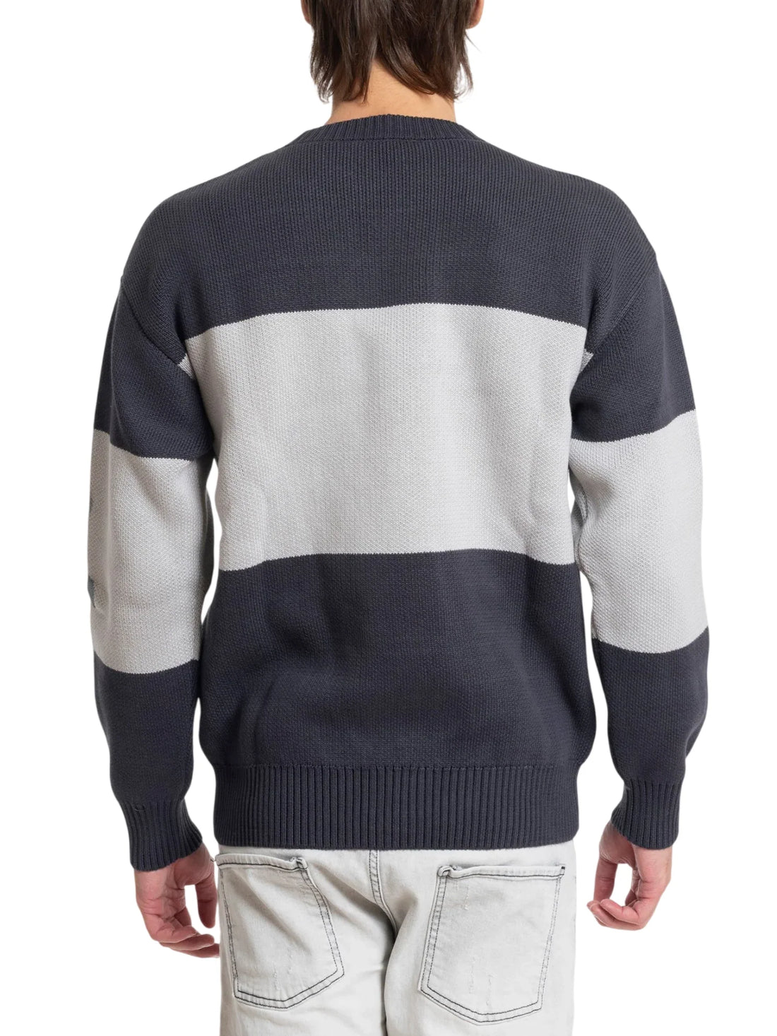 Disclaimer maglia uomo con banda logo grigio