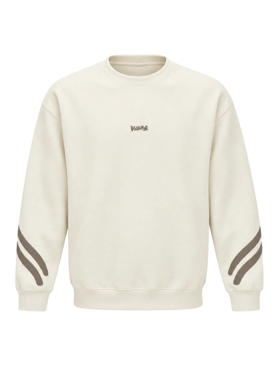 Disclaimer felpa uomo in cotone stampe logo panna marrone 55729 LATTE DISCLAIMER