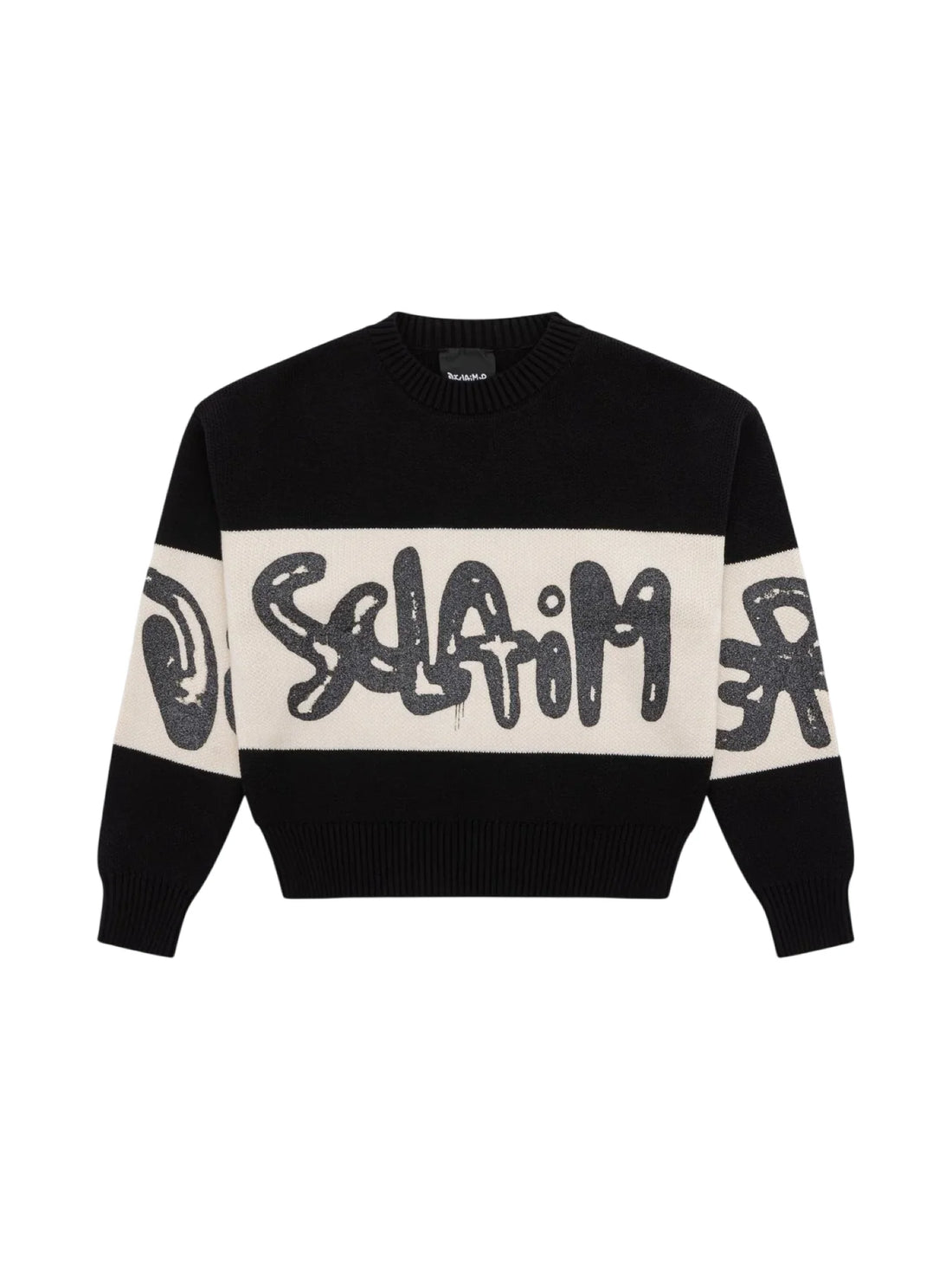 Disclaimer maglia donna con banda logo glitter nero