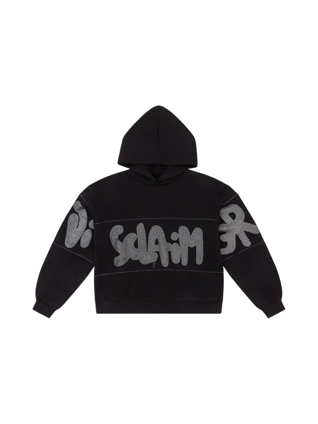 Disclaimer felpa crop donna con cappuccio logo glitter nero