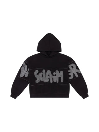 Disclaimer felpa crop donna con cappuccio logo glitter nero 55862 NERO DISCLAIMER