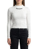 Disclaimer T-shirt donna manica lunga logo glitter bianco