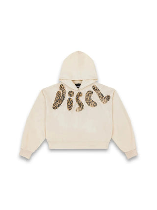 Disclaimer felpa con cappuccio donna logo animalier panna 55939 LATTE DISCLAIMER 