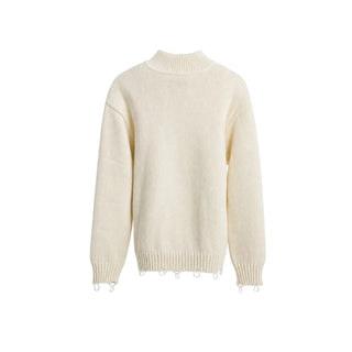 maglia tricot girocollo logato 59116 LATTE DISCLAIMER