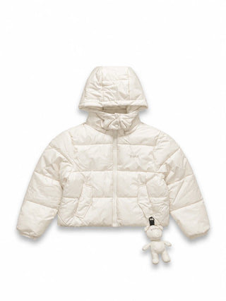 Disclaimer piumino trapuntato bambina con cappuccio e peluche panna 59210 LATTE DISCLAIMER