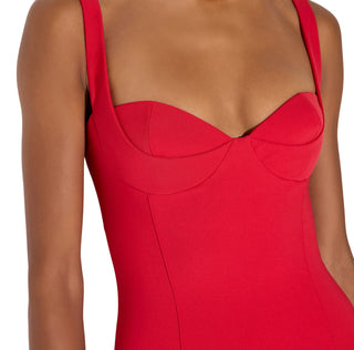 Elisabetta Franchi abito tubino midi in tessuto tecnico rosso AB00267 CG5 ELISABETTA FRANCHI