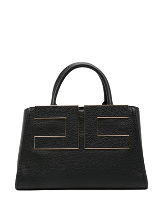 Elisabetta Franchi borsa donna in ecopelle martellata con placca logo nero BS06A66 110 ELISABETTA FRANCHI 