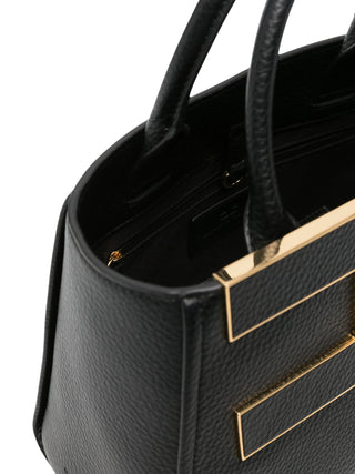 Elisabetta Franchi borsa donna in ecopelle martellata con placca logo nero BS06A66 110 ELISABETTA FRANCHI 