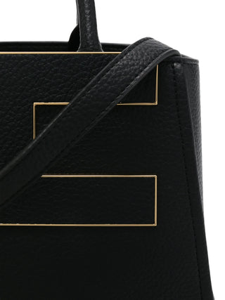 Elisabetta Franchi borsa donna in ecopelle martellata con placca logo nero BS06A66 110 ELISABETTA FRANCHI 