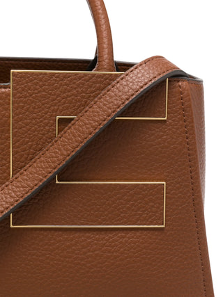 Elisabetta Franchi borsa donna in ecopelle martellata con placca logo cuoio BS06A66 FK3 ELISABETTA FRANCHI 