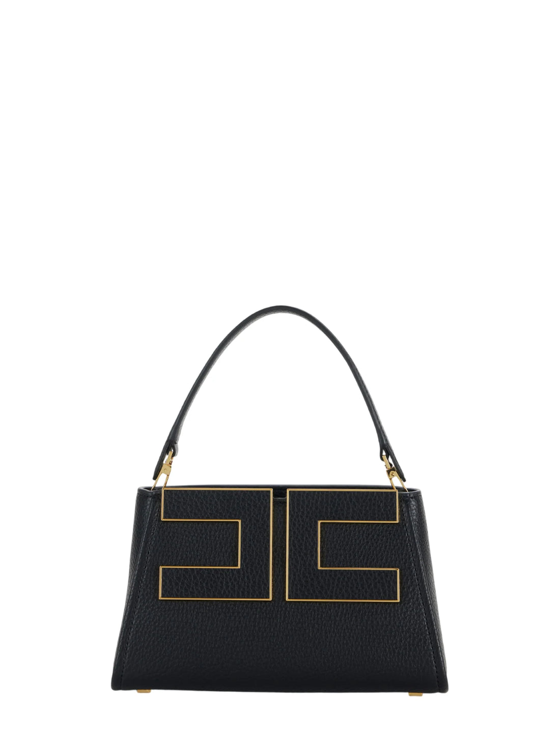Elisabetta Franchi borsa a mano con tracolla placca logo nero